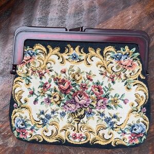 Vintage Floral Tapestry Clutch